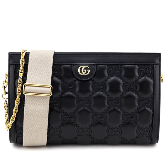 Gucci Black Calfskin GG Matelasse Medium Slim Chain Shoulder Bag