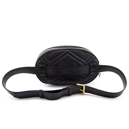 Gucci Black Calfskin Matelasse GG Marmont Belt Bag