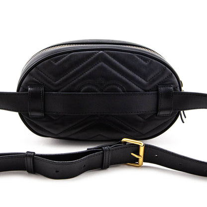 Gucci Black Calfskin Matelasse GG Marmont Belt Bag