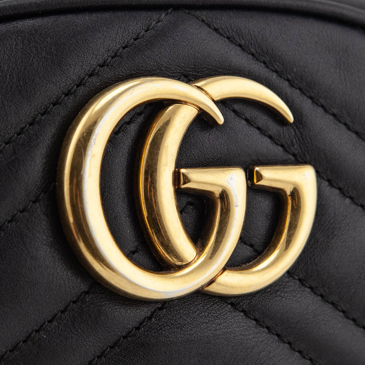 Gucci Black Calfskin Matelasse GG Marmont Belt Bag