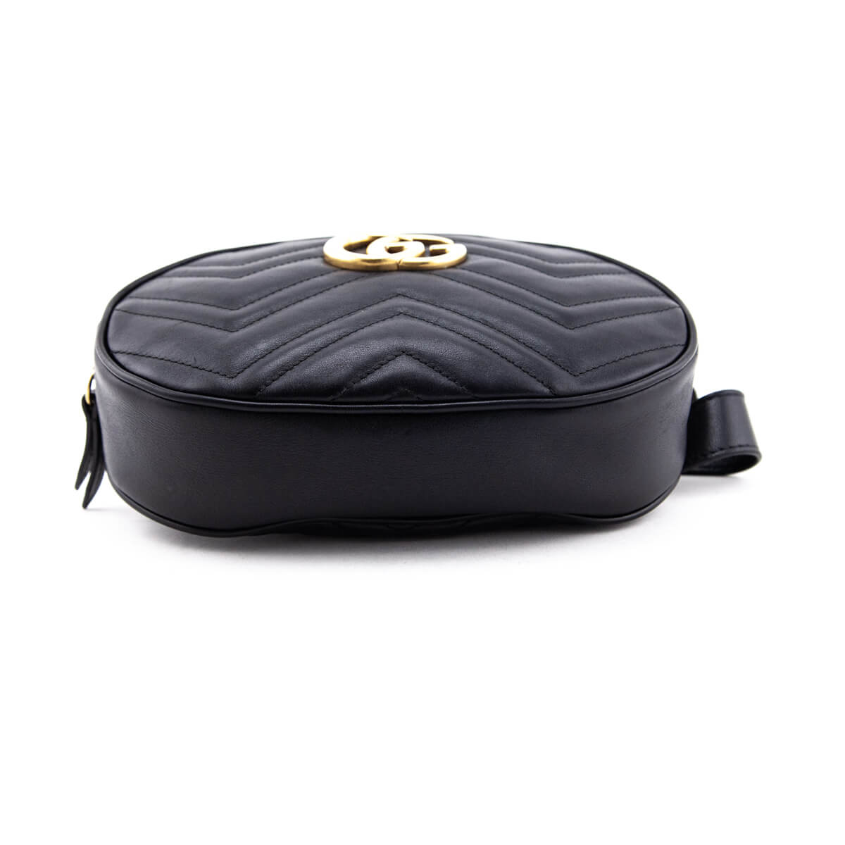 Gucci Black Calfskin Matelasse GG Marmont Belt Bag