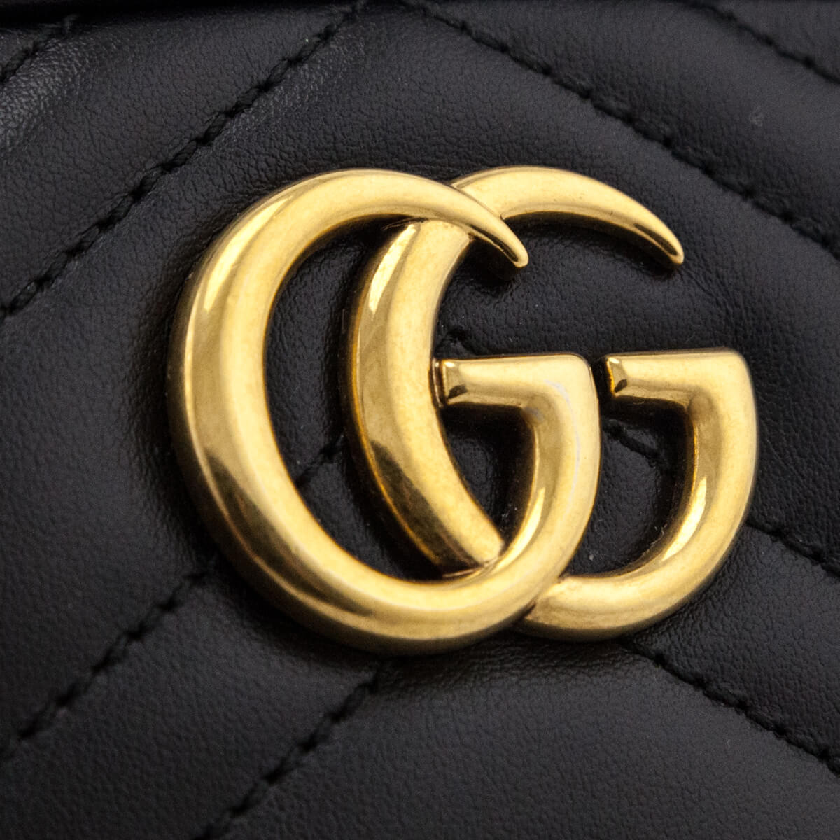 Gucci Black Calfskin Matelasse Mini GG Marmont Crossbody