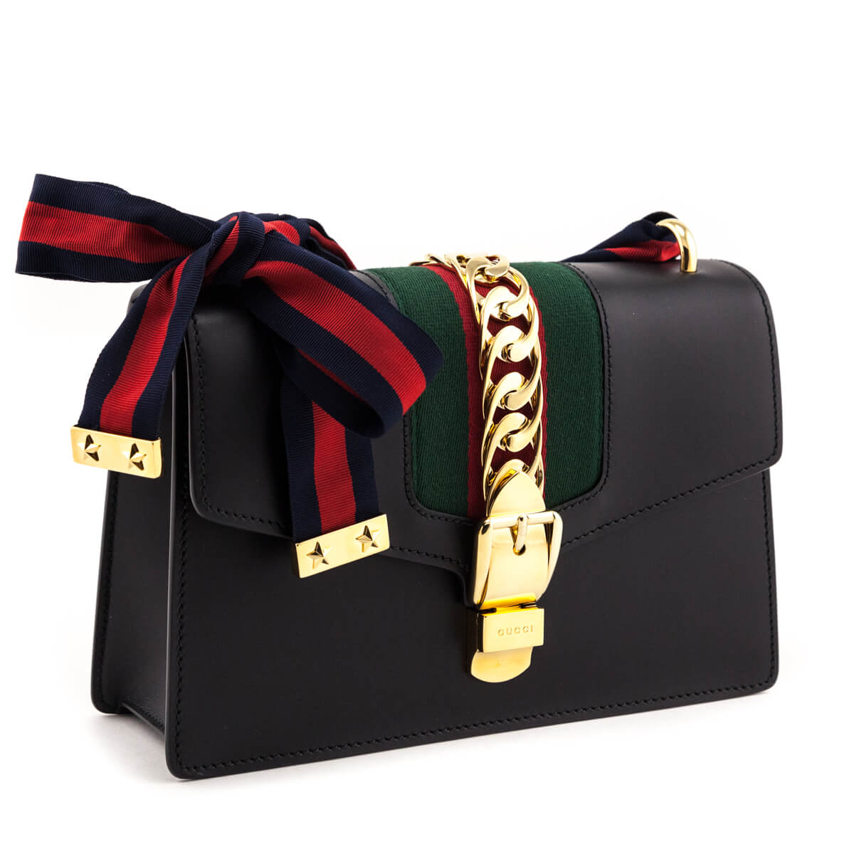 Gucci Black Calfskin Small Sylvie Shoulder Bag