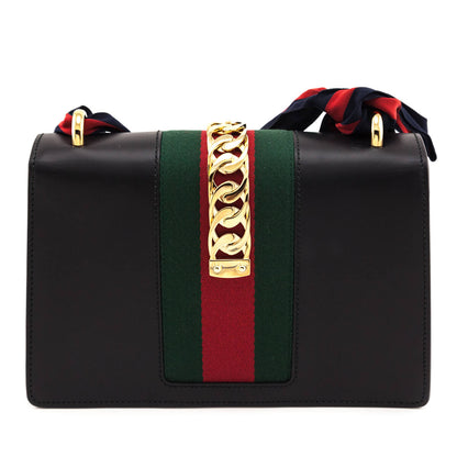 Gucci Black Calfskin Small Sylvie Shoulder Bag