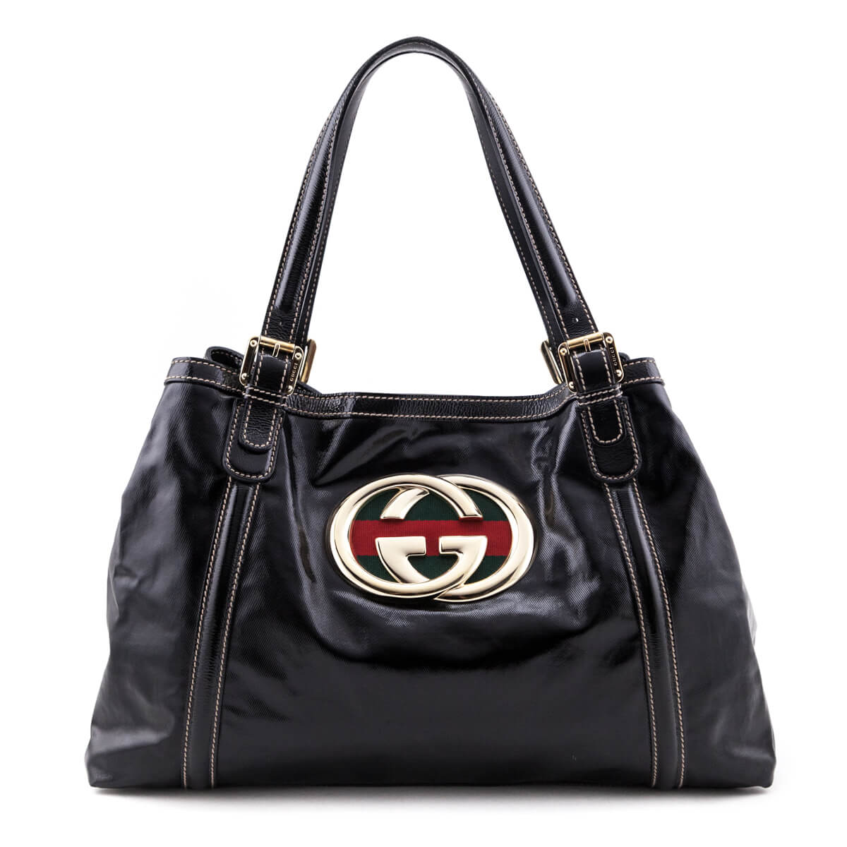 Gucci Black Dialux Coated Fabric Britt Tote