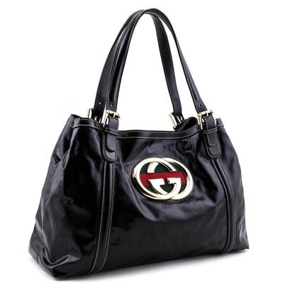 Gucci Black Dialux Coated Fabric Britt Tote