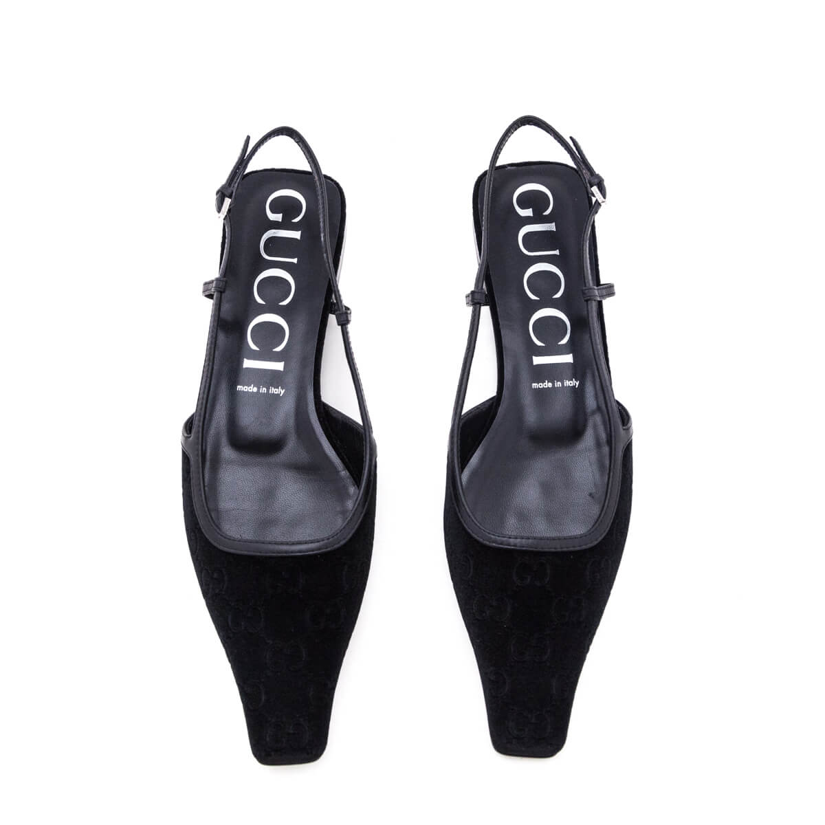 Gucci Black GG Jacquard Velvet GG Slingback Ballet Flats Size US 11 | EU 41