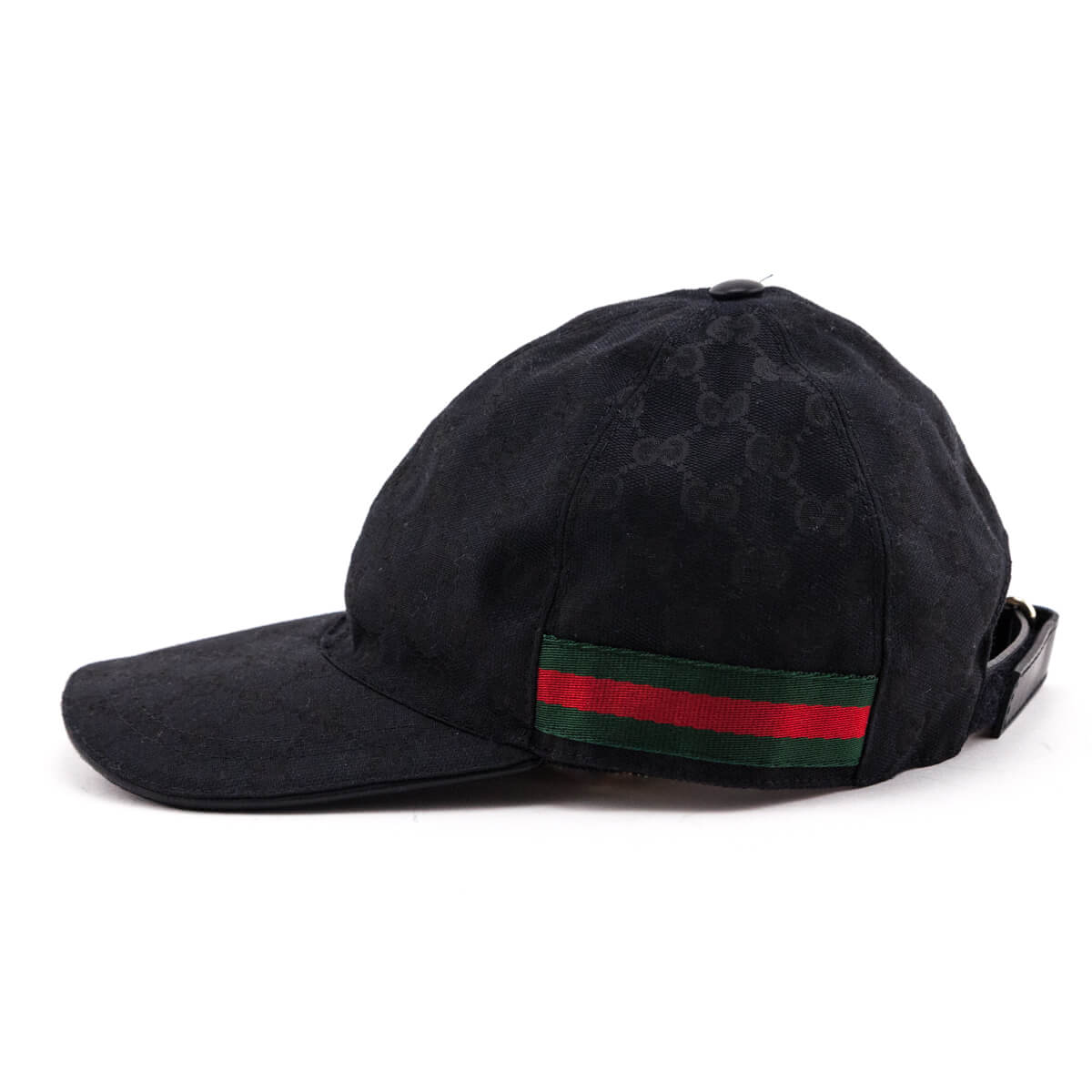 Gucci Black GG Monogram Original Web Baseball Hat Size M