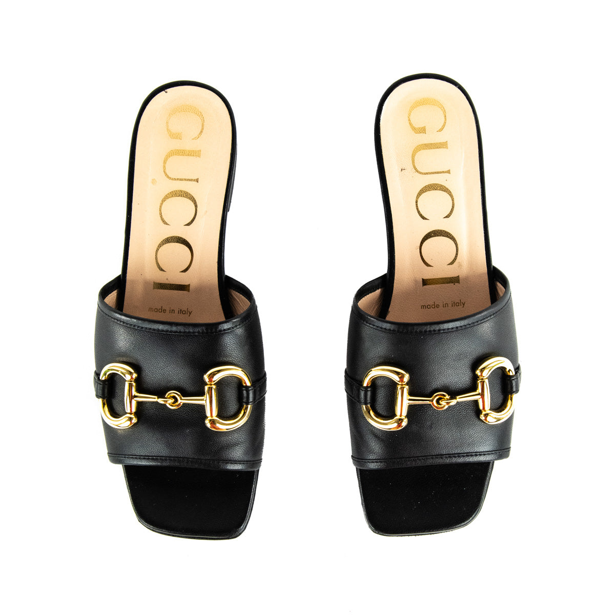 Gucci Black Leather Horsebit Sandals Size US 6.5 | EU 36.5