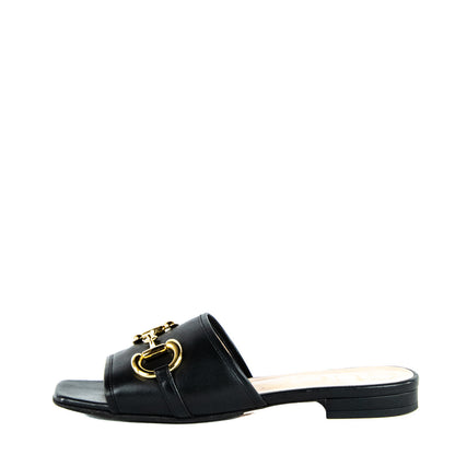 Gucci Black Leather Horsebit Sandals Size US 6.5 | EU 36.5