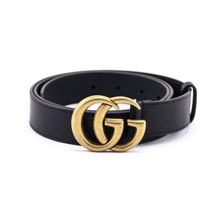 Gucci Black Leather Double G Belt Size XXL