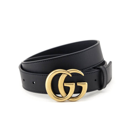 Gucci Black Leather Double G Belt