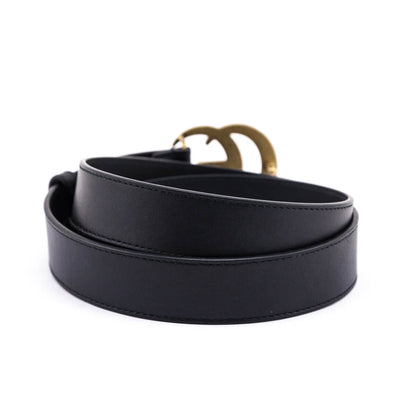 Gucci Black Leather Double G Belt Size XXL