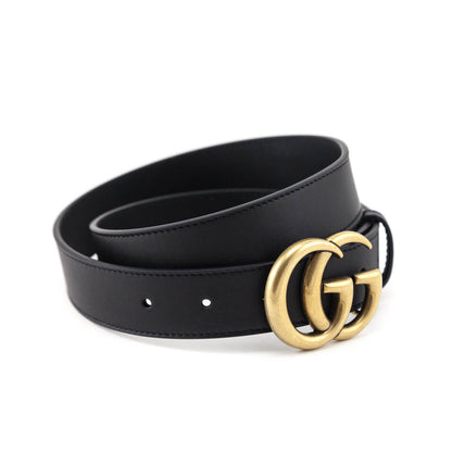 Gucci Black Leather Double G Belt