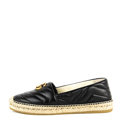 Gucci Black Leather Double GG Marmont Espadrilles Size US 9 | EU 39