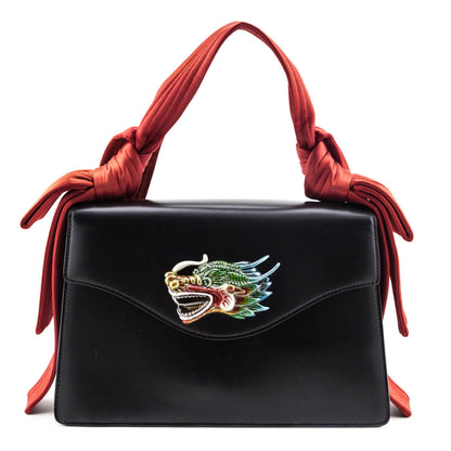 Gucci Black Leather Naga Dragon Small Shoulder Bag