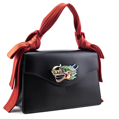 Gucci Black Leather Naga Dragon Small Shoulder Bag