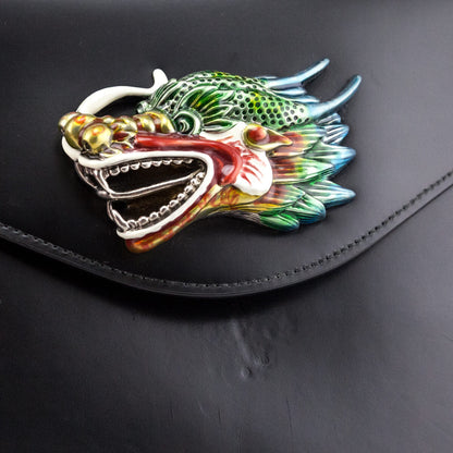 Gucci Black Leather Naga Dragon Small Shoulder Bag