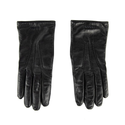 Gucci Black Nappa Leather Donna Gloves Size L