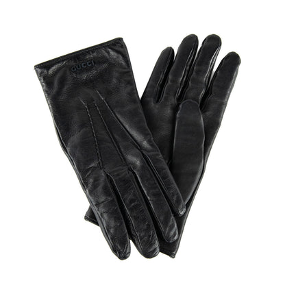 Gucci Black Nappa Leather Donna Gloves Size L