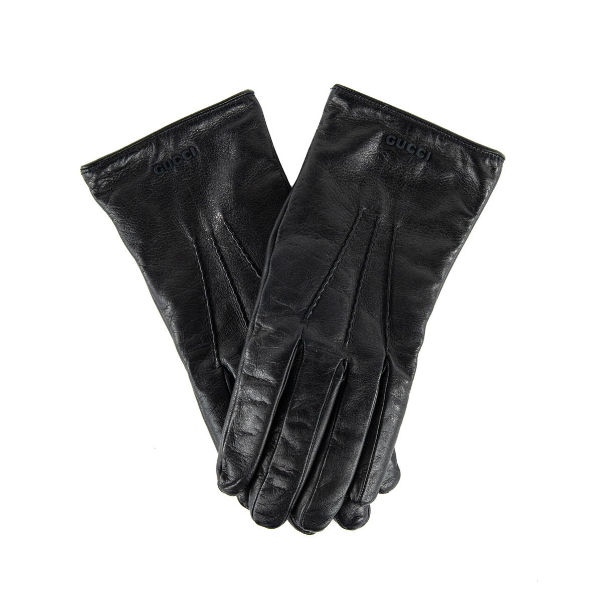 Gucci Black Nappa Leather Donna Gloves Size L