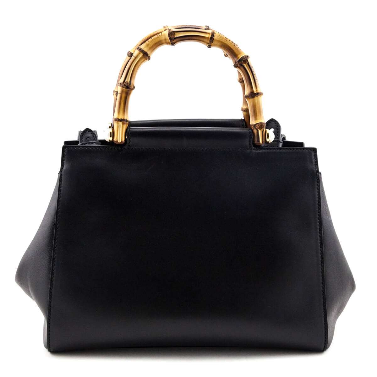 Gucci Black Nappa & Bamboo Small Nymphaea Top Handle Bag