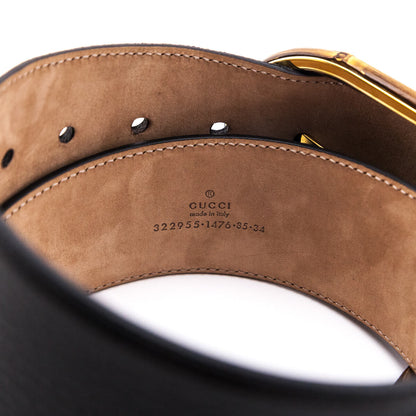 Gucci Black Oversized Bamboo Buckle Leather Belt Size L