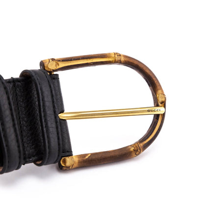 Gucci Black Oversized Bamboo Buckle Leather Belt Size L