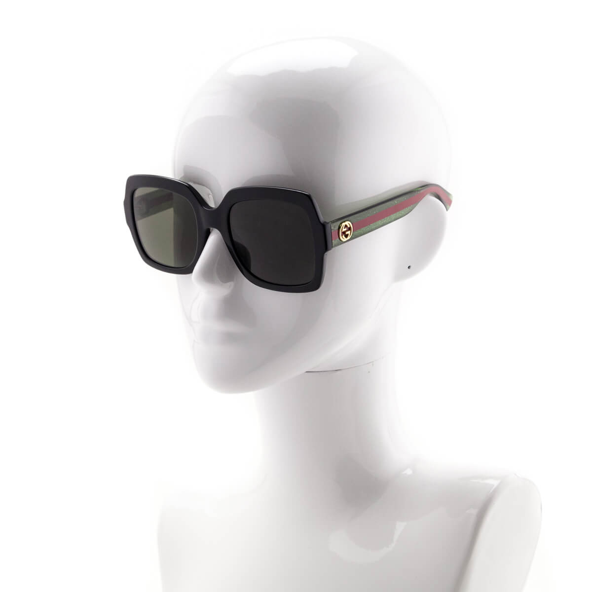 Gucci Black Oversized Web Accent Tinted Sunglasses