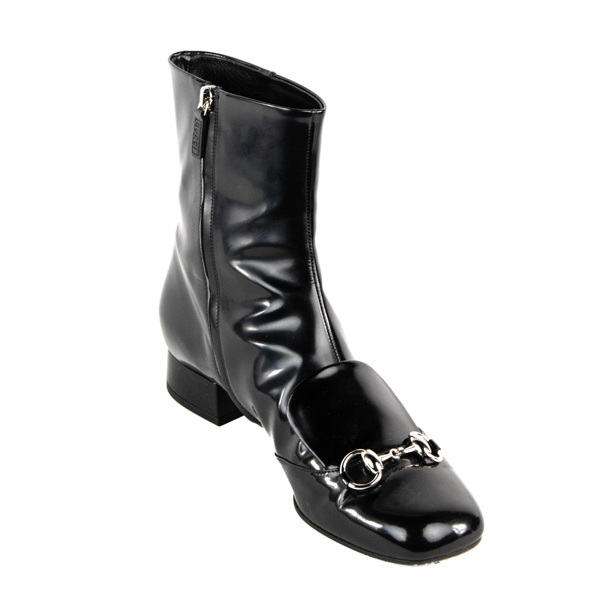 Gucci Black Patent Horsebit Ankle Boots Size US 9 | EU 39