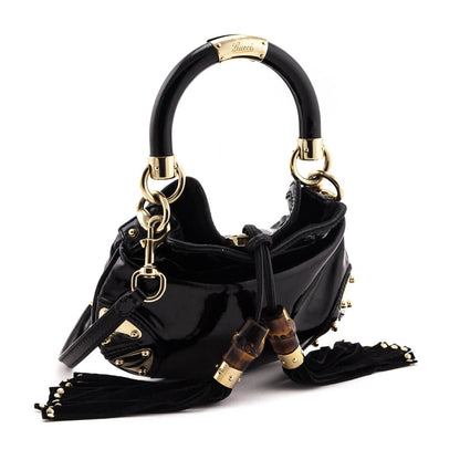 Gucci Black Patent Mini Babouska Indy Bag