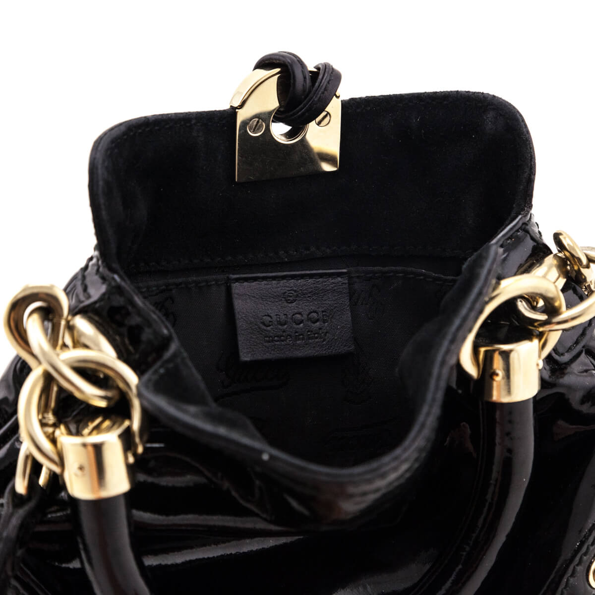 Gucci Black Patent Mini Babouska Indy Bag