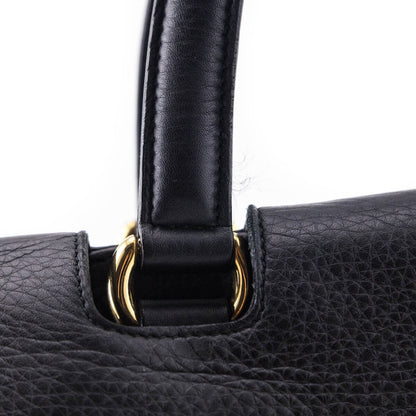 Gucci Black Pebbled Calfskin 1973 Top Handle Bag