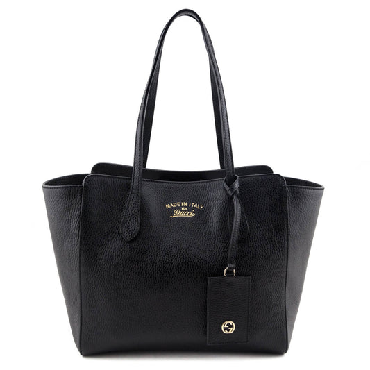 Gucci Black Pebbled Calfskin Small Swing Tote