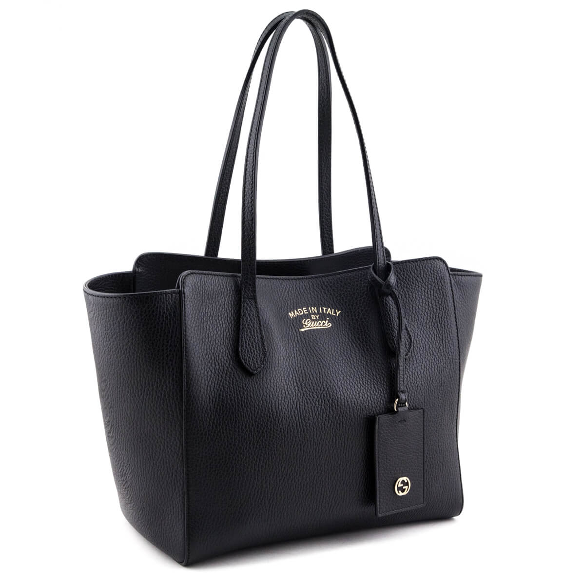 Gucci Black Pebbled Calfskin Small Swing Tote