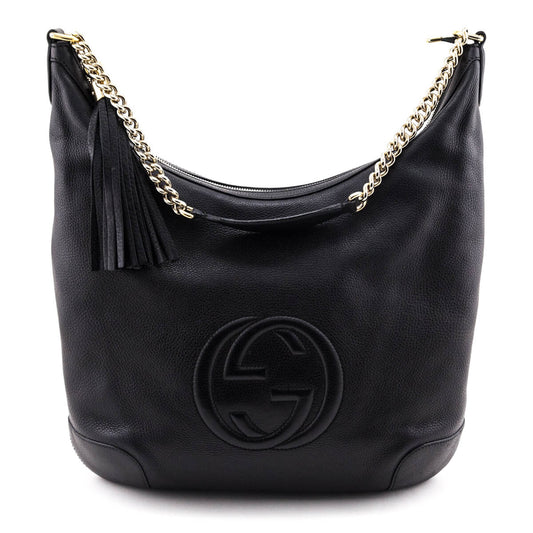 Gucci Black Pebbled Calfskin Soho Chain Hobo