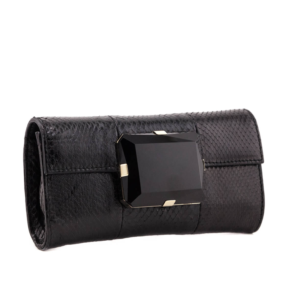 Gucci Black Python Padlock Clutch