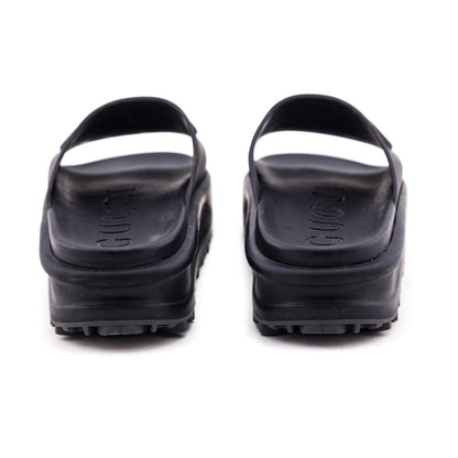 Gucci Black Rubber GG Pool Slides Size US 8 | EU 38