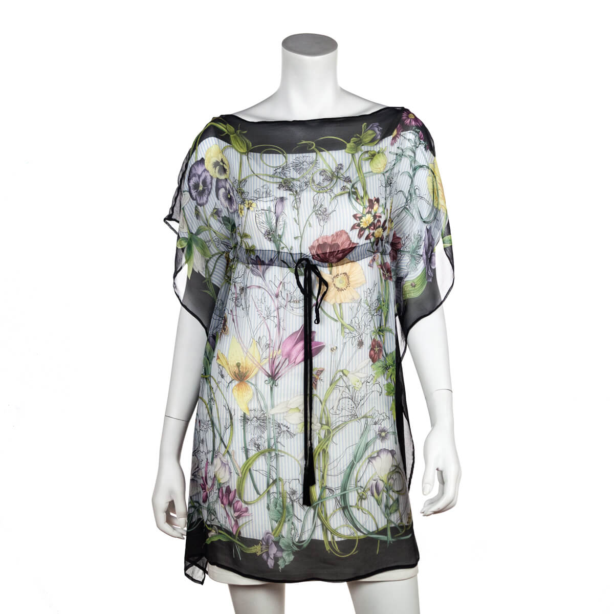 Gucci Black Silk Chiffon Flora Swim Cover-Up