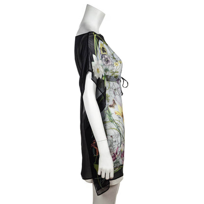 Gucci Black Silk Chiffon Flora Swim Cover-Up