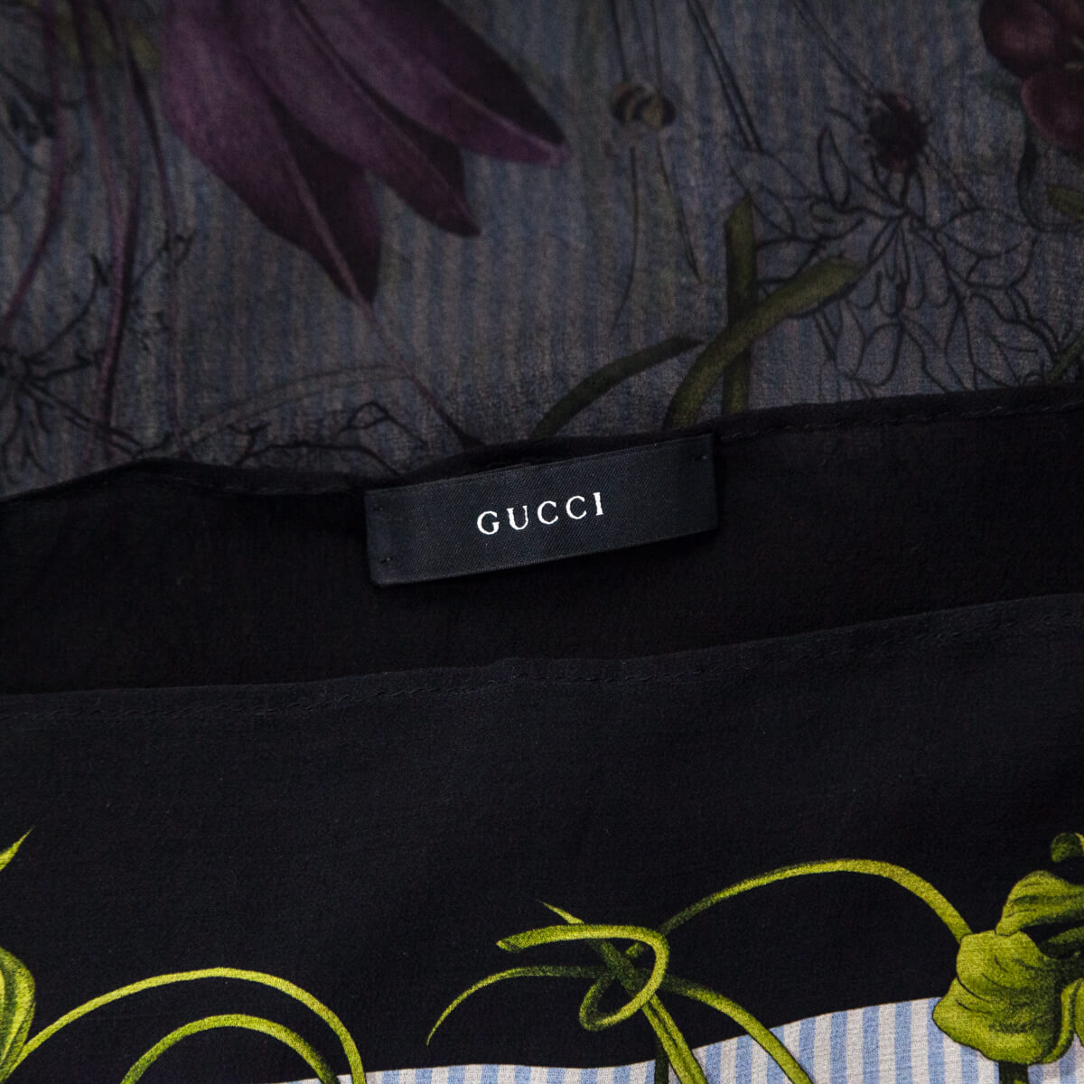 Gucci Black Silk Chiffon Flora Swim Cover-Up