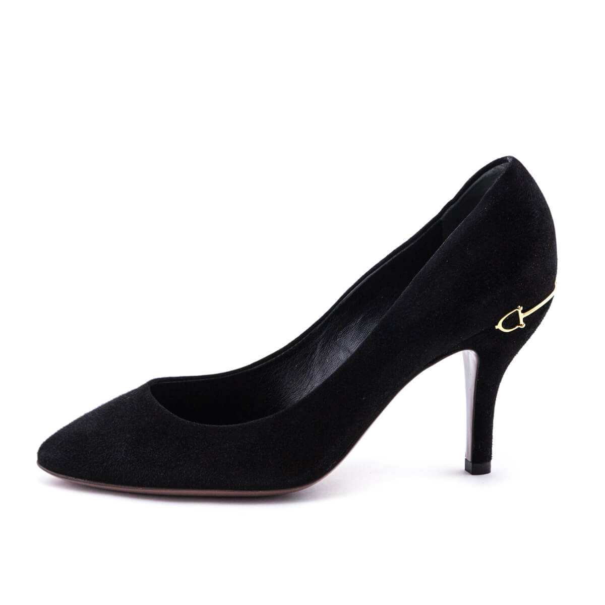 Gucci Black Suede Horsebit Accented Pumps Size US 6 | EU 36