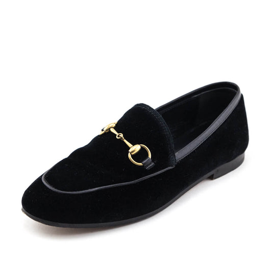 Gucci Black Velvet Horsebit Loafers Size US 5 | EU 35