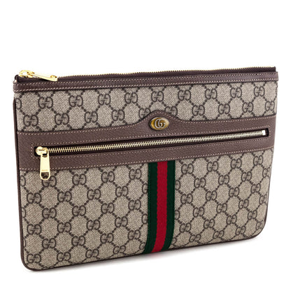 Gucci Brown GG Supreme Monogram Large Ophidia Pouch Clutch