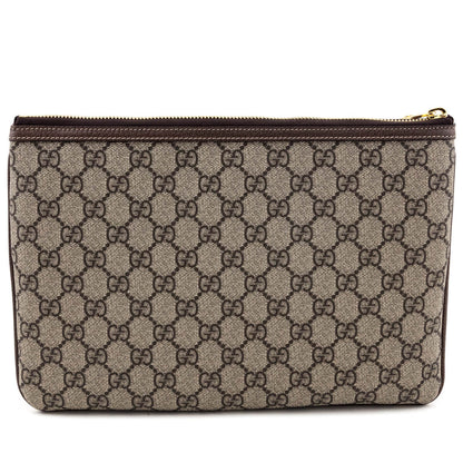 Gucci Brown GG Supreme Monogram Large Ophidia Pouch Clutch