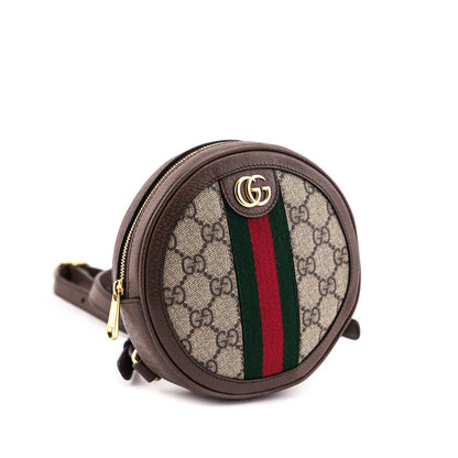 Gucci Brown GG Supreme Web Mini Ophidia Round Backpack