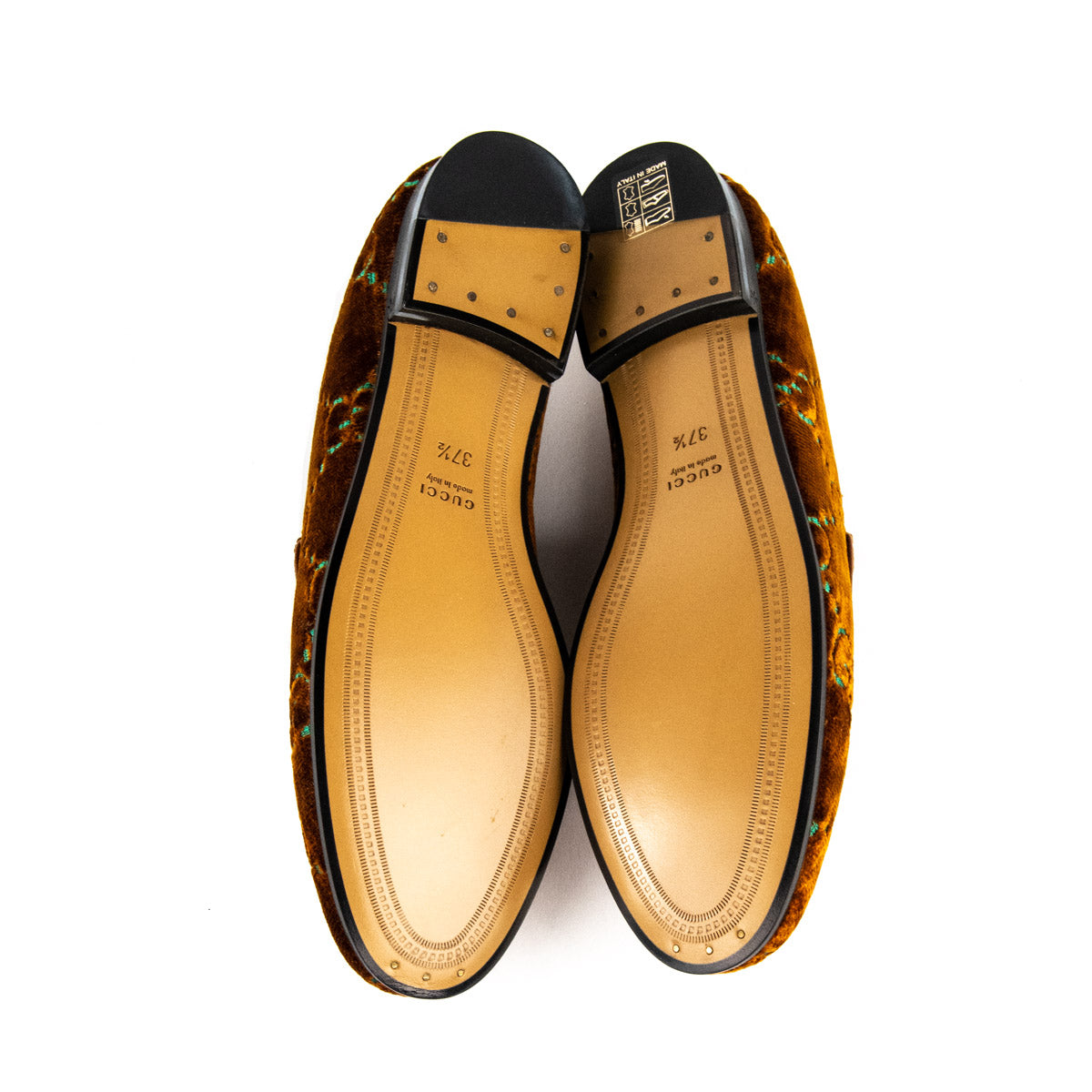 Gucci Brown & Green Jordaan Horsebit Loafers Size US 7.5 | EU 37.5