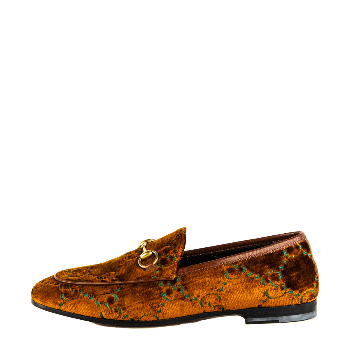 Gucci Brown & Green Jordaan Horsebit Loafers Size US 7.5 | EU 37.5