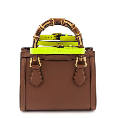 Gucci Cuir & Yellow Fluo Wonka Grain Calfskin Mini Diana Bag