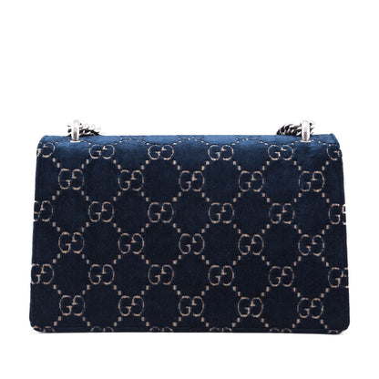 Gucci Dark Blue Velvet GG Monogram Small Dionysus Shoulder Bag